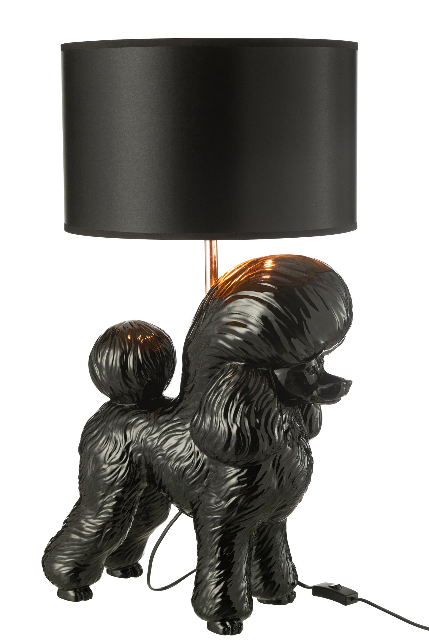 Lamp Hond Poodle Resine Zwart