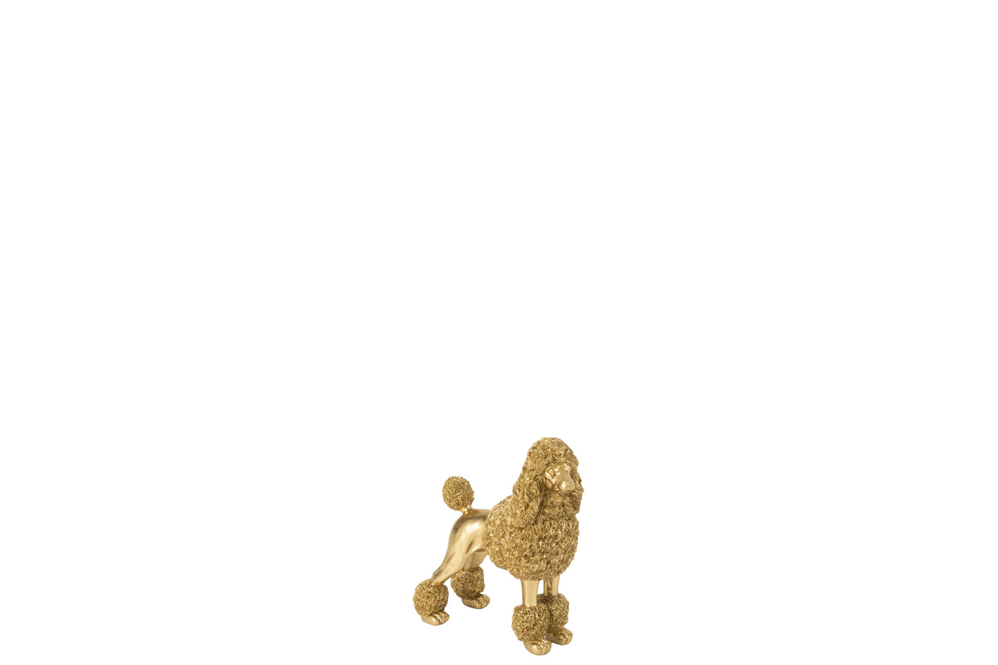Poedel Staand Polyresin Goudkleurig Small