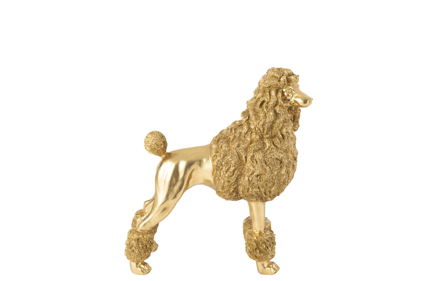 Poedel Staand Polyresin Goudkleurig Large