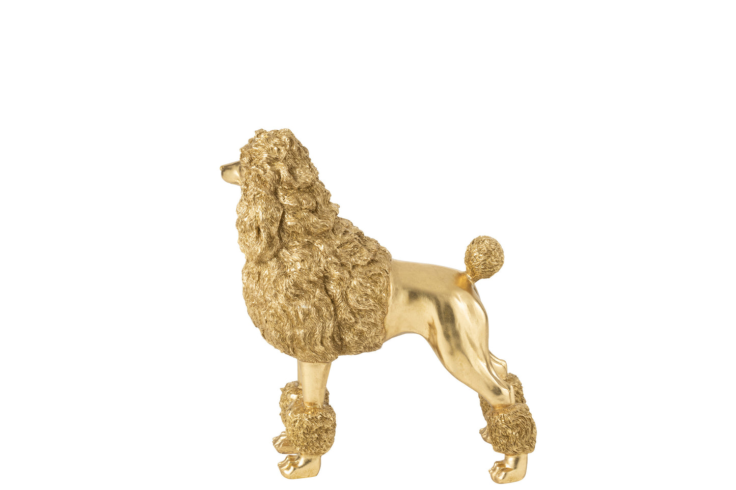 Poedel Staand Polyresin Goudkleurig Large