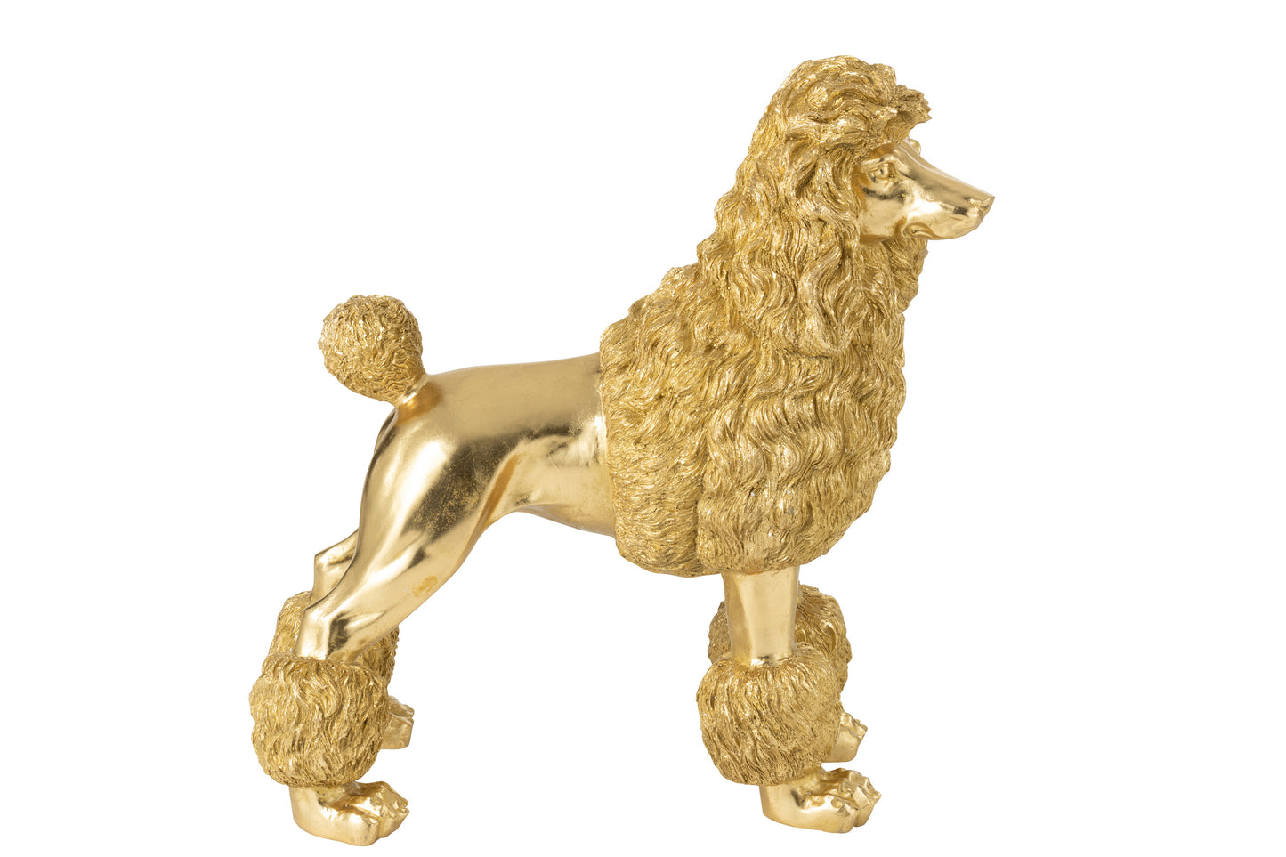 Poedel Staand Polyresin Goudkleurig Extra Large