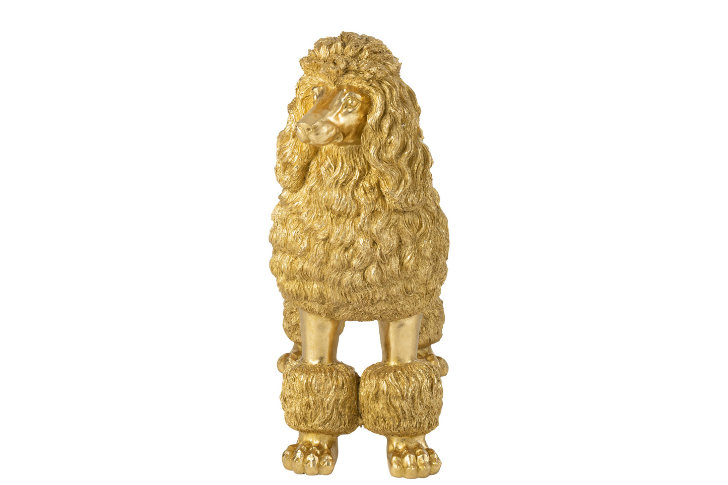 Poedel Staand Polyresin Goudkleurig Extra Large