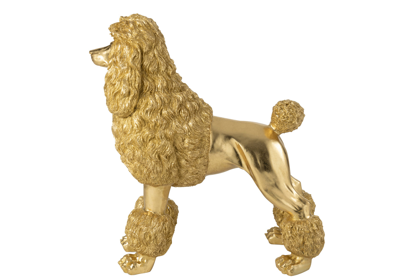 Poedel Staand Polyresin Goudkleurig Extra Large
