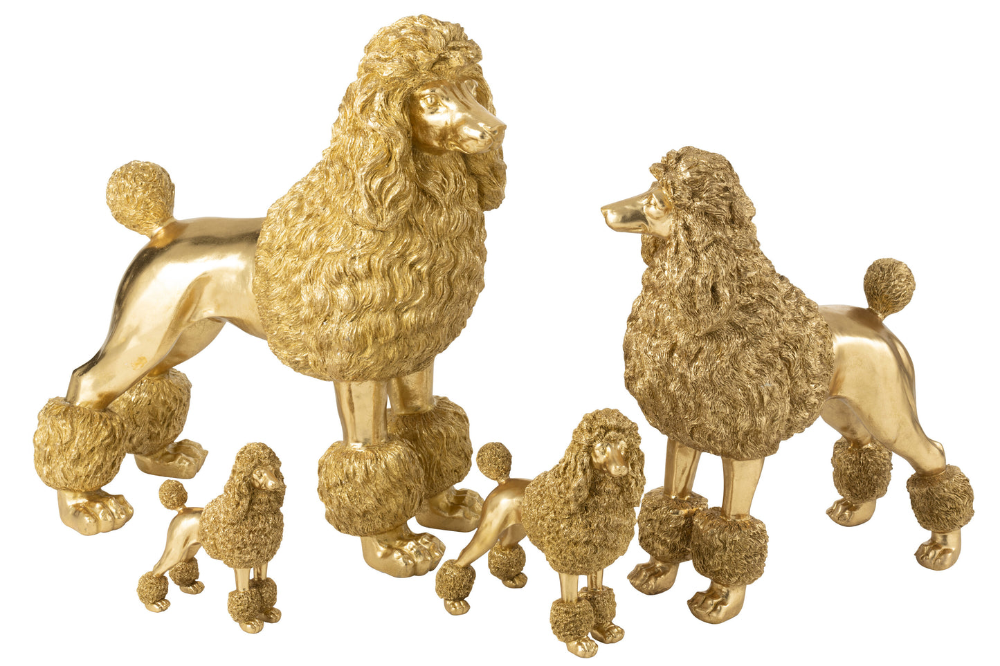 Poedel Staand Polyresin Goudkleurig Extra Large