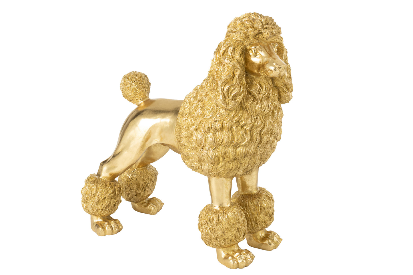 Poedel Staand Polyresin Goudkleurig Extra Large