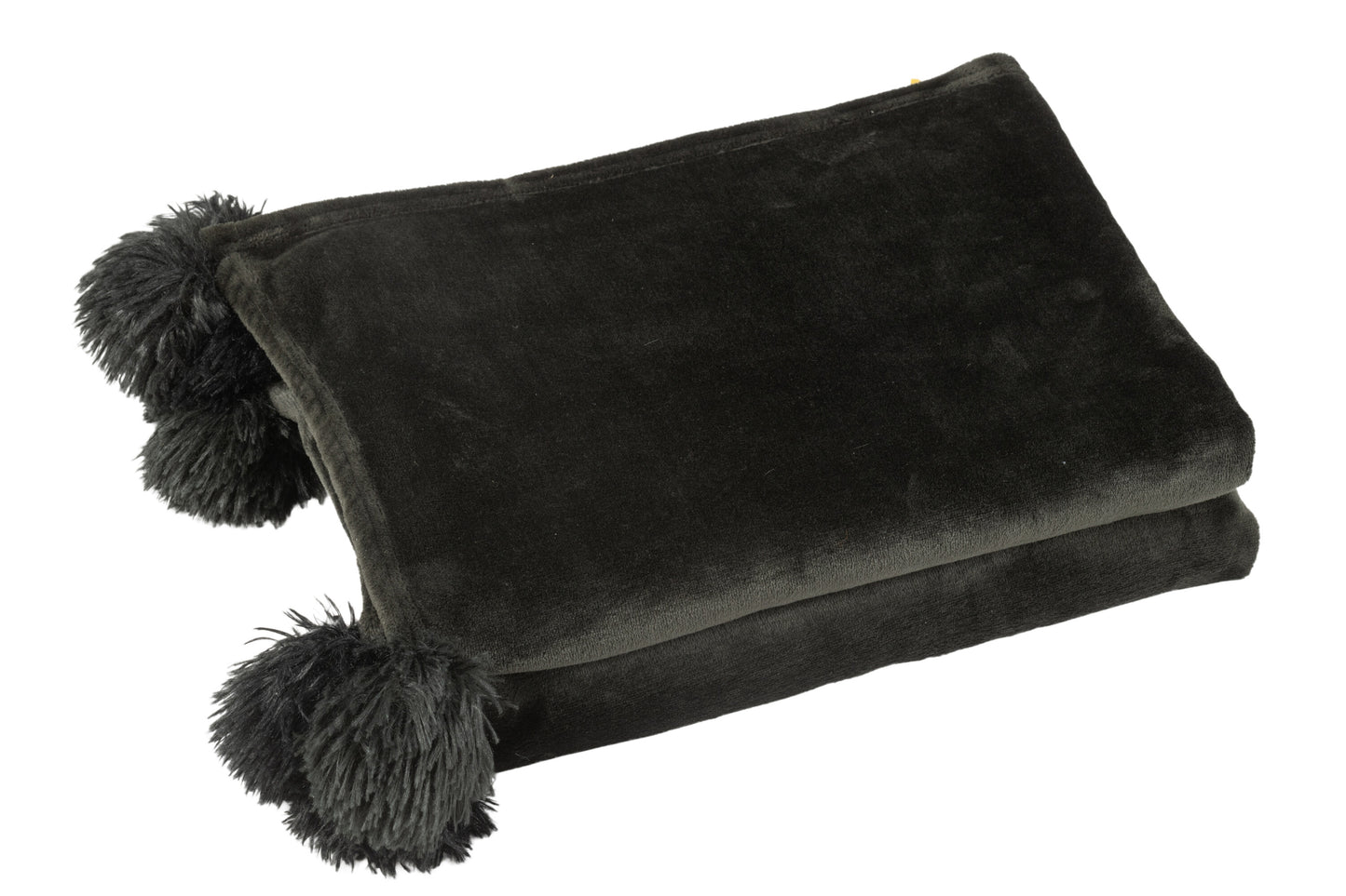 Plaid Pompom Polyester Zwart