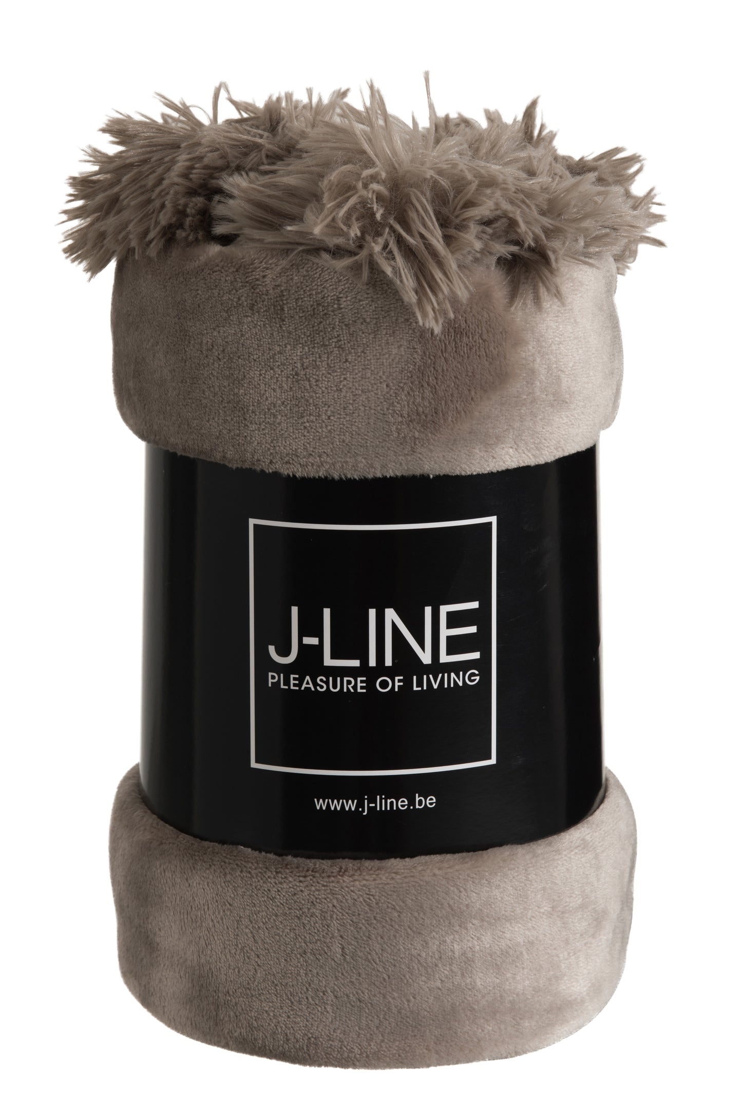 Plaid Pompom Polyester Taupe