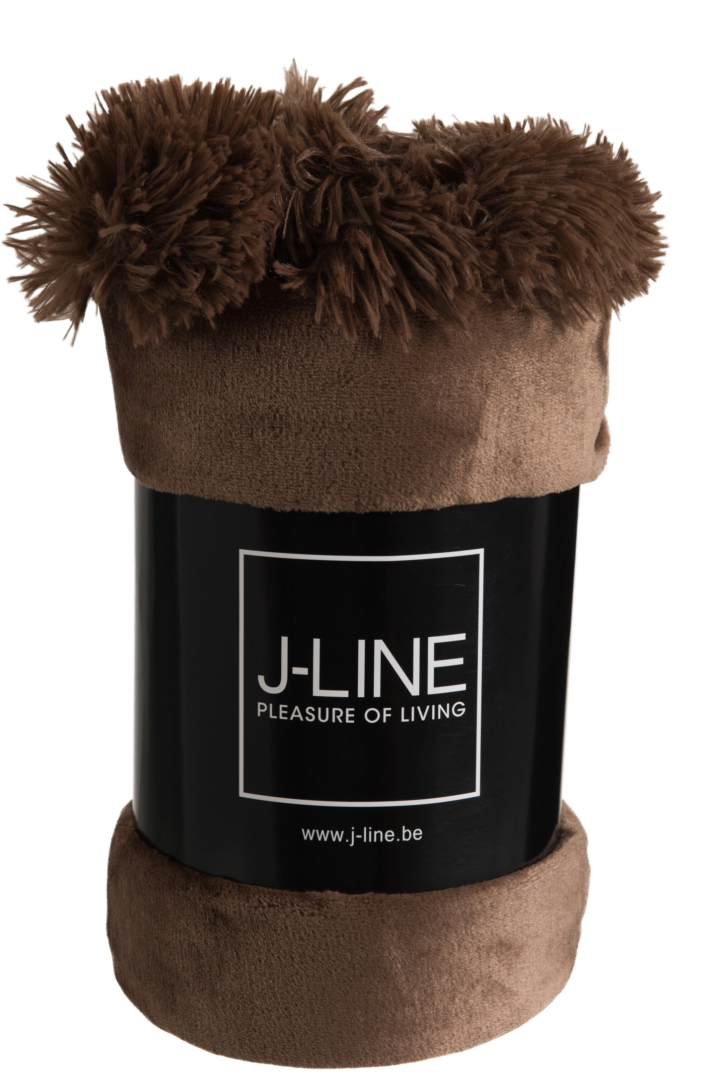 Plaid Pompom Polyester Bruin