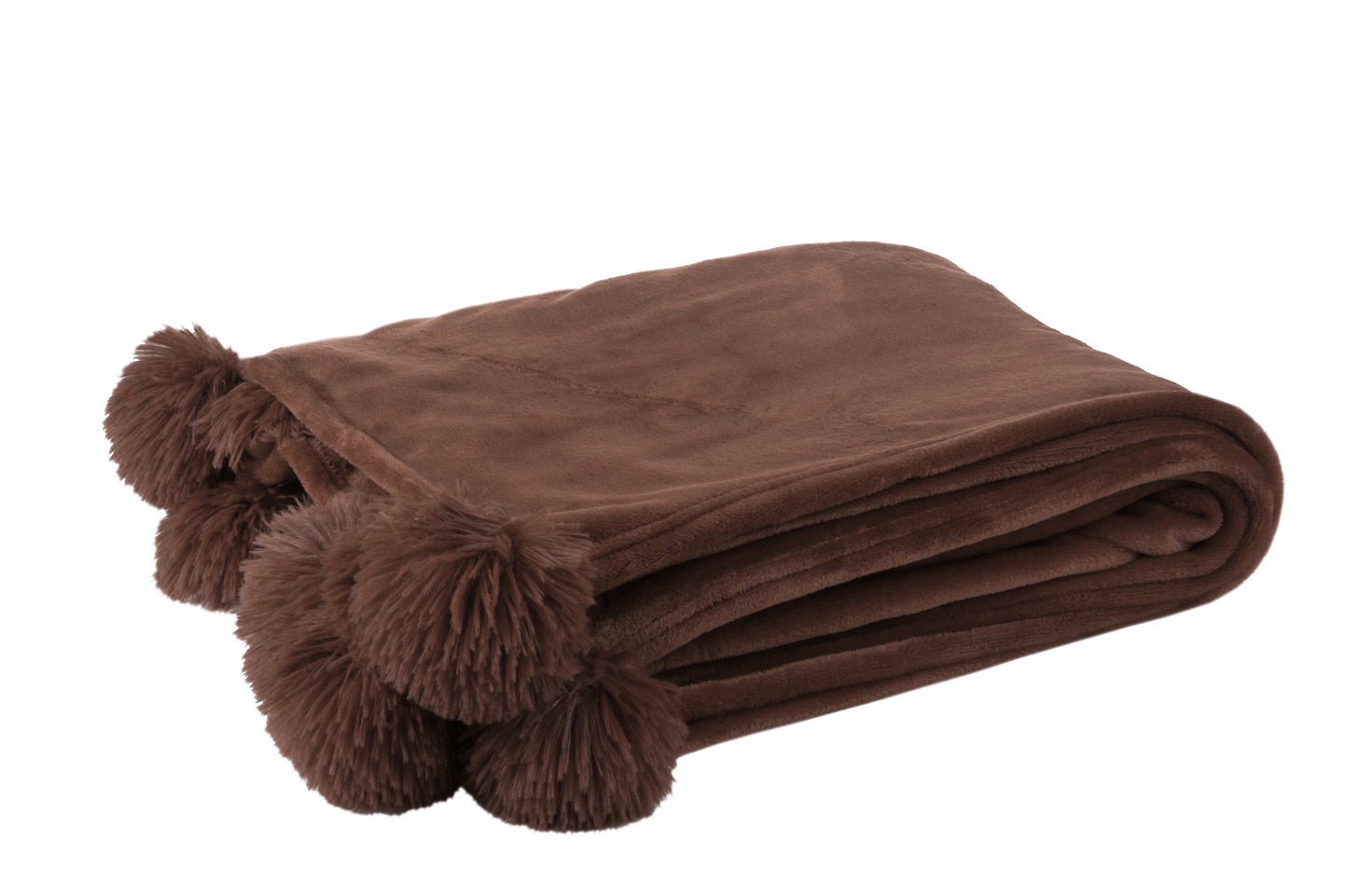 Plaid Pompom Polyester Bruin