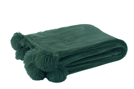 Plaid Pompom Donker Groen
