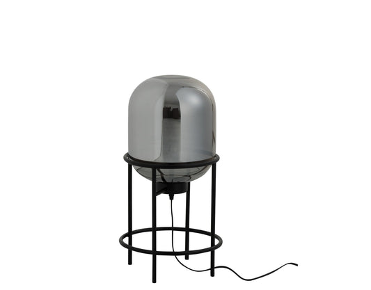 Lamp Op Voet Sasha Glas/Metaal Zilver/Zwart Small