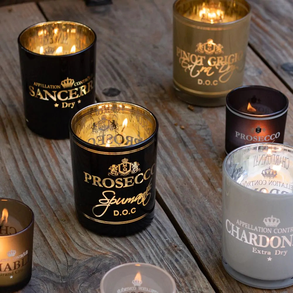Windlicht wijn prosecco zwart smal