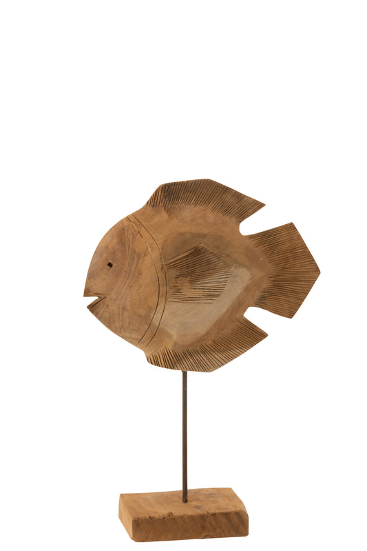 Vis Op Voet Teak Hout Naturel Large