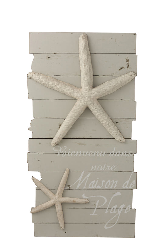 Kader Maison De Plage Hout Licht Grijs/Wit Large