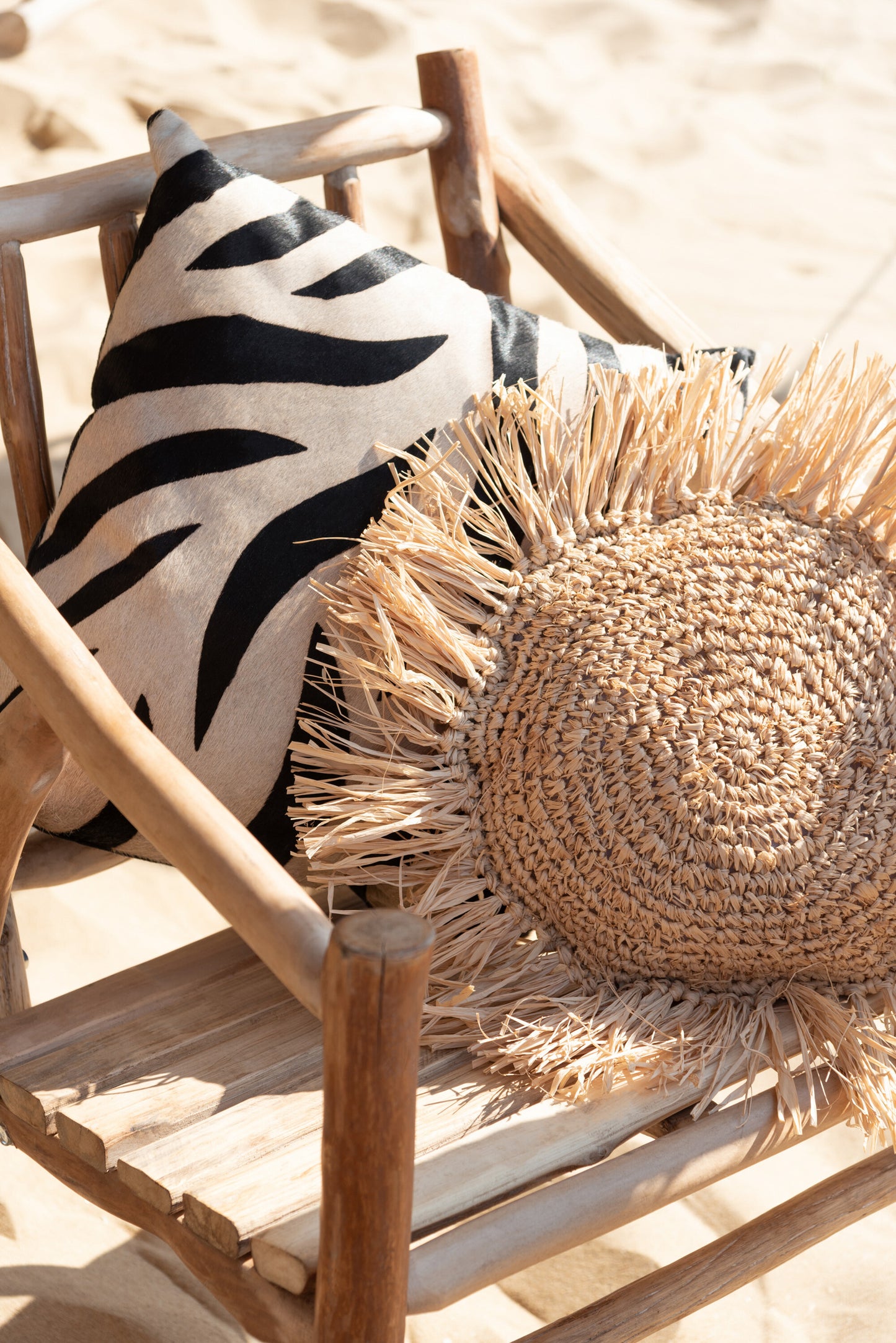 Kussen Rond Riet Raffia Naturel