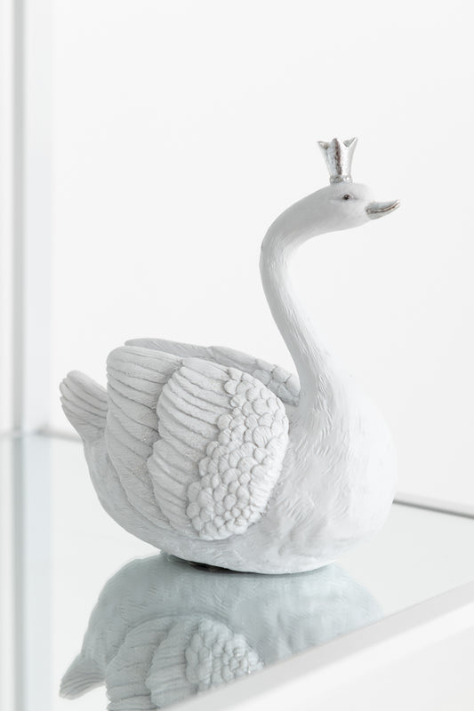 Spaarpot Zwaan Poly Wit/Zilver