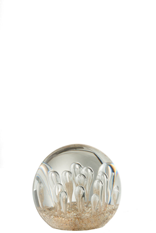 Presse Papier Vuurwerk Goud Glas Small