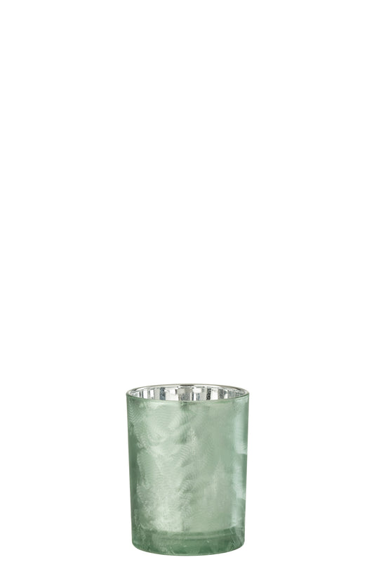 Windlicht Boom Glas Groen/Zilver Small