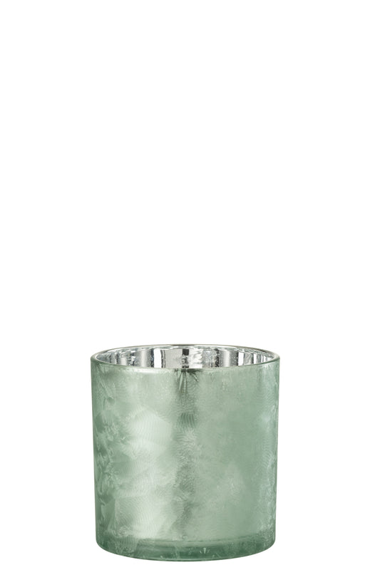 Windlicht Boom Glas Groen/Zilver Large