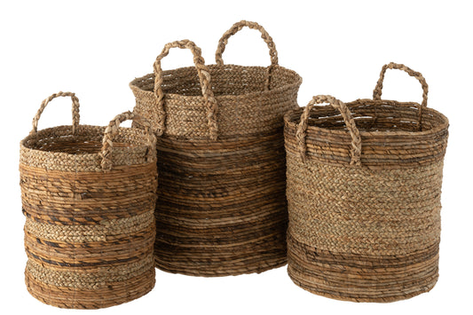 Set Van Drie Manden Lucie Raffia Naturel