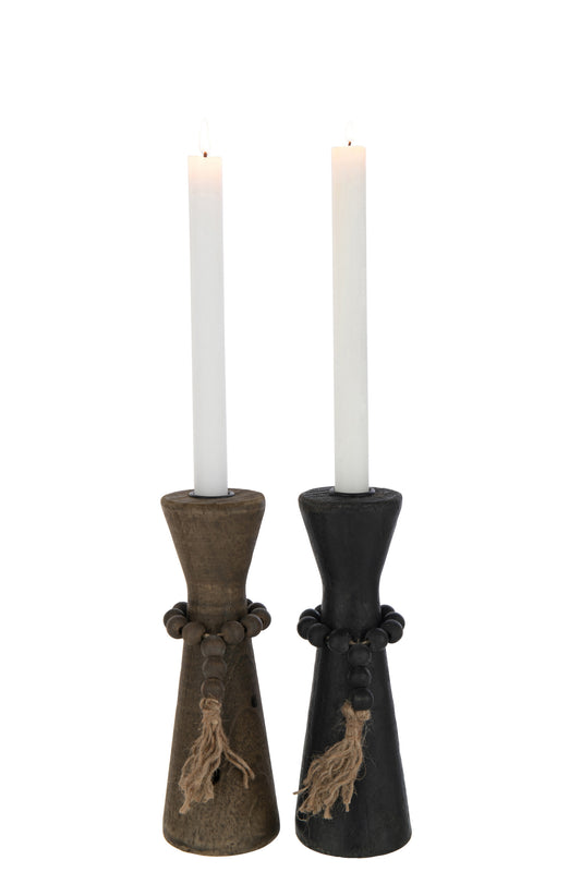 Kaarshouder Nut Den/Ijzer Zwart/Bruin Assortiment Van 2