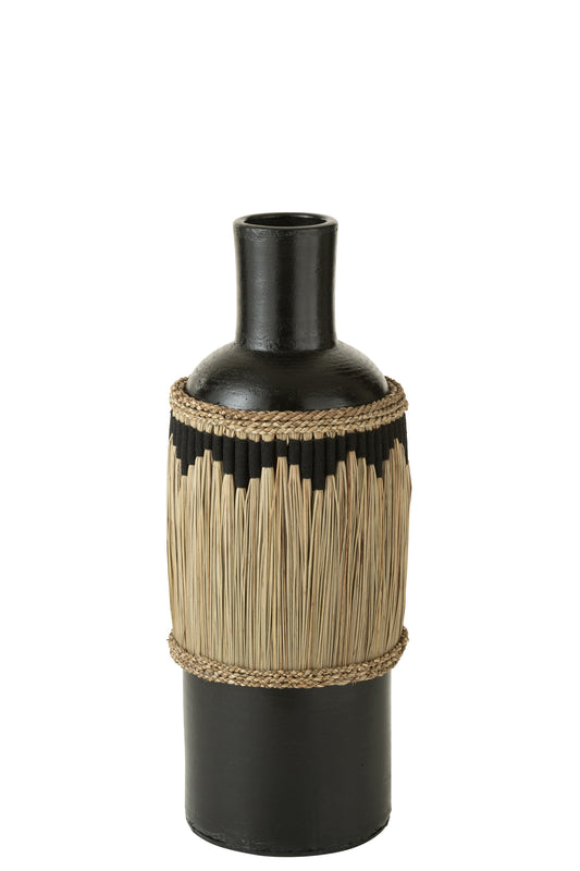 Vaas Motief Terracotta/Gras Zwart/Naturel