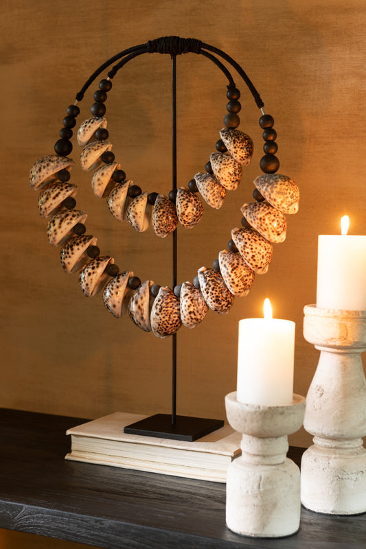 Decoratie Op Voet Schelp Zwart