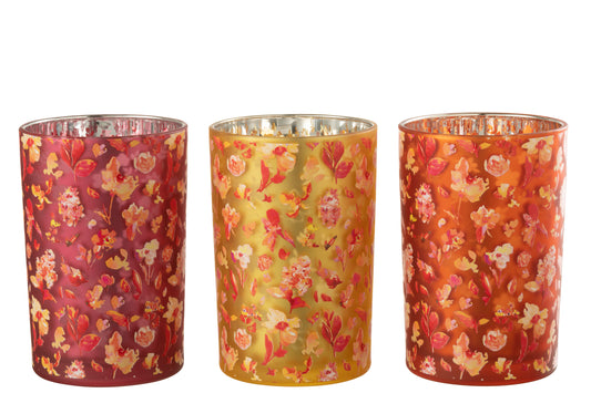 Windlicht Bloemen Glas Medium