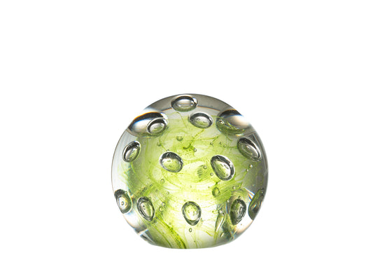 Presse Papier Luchtbellen Glas Groen Small