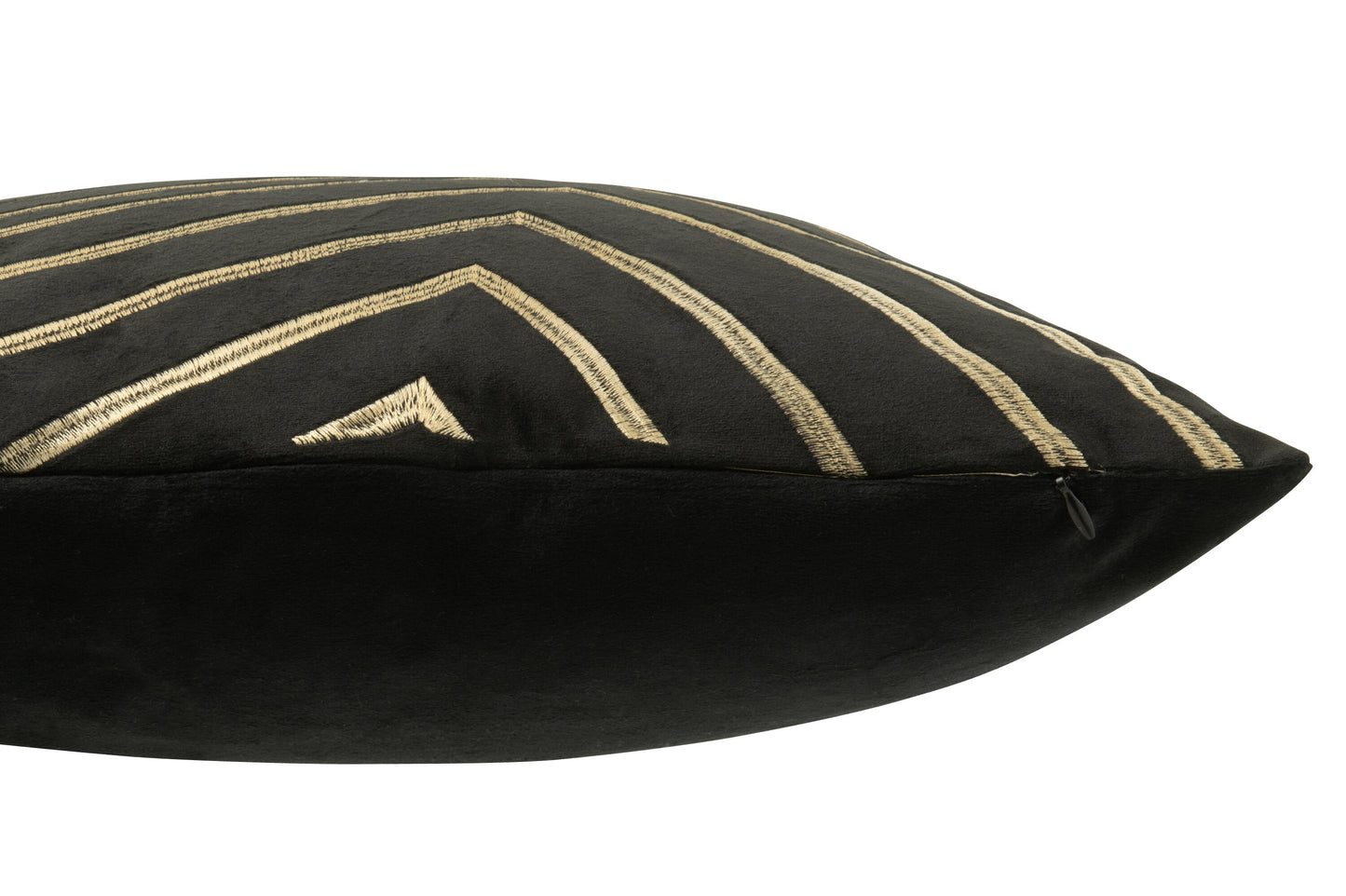 Kussen Groeven Piramides Velours Zwart/Goud