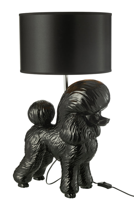 Lamp Hond Poodle Resine Zwart