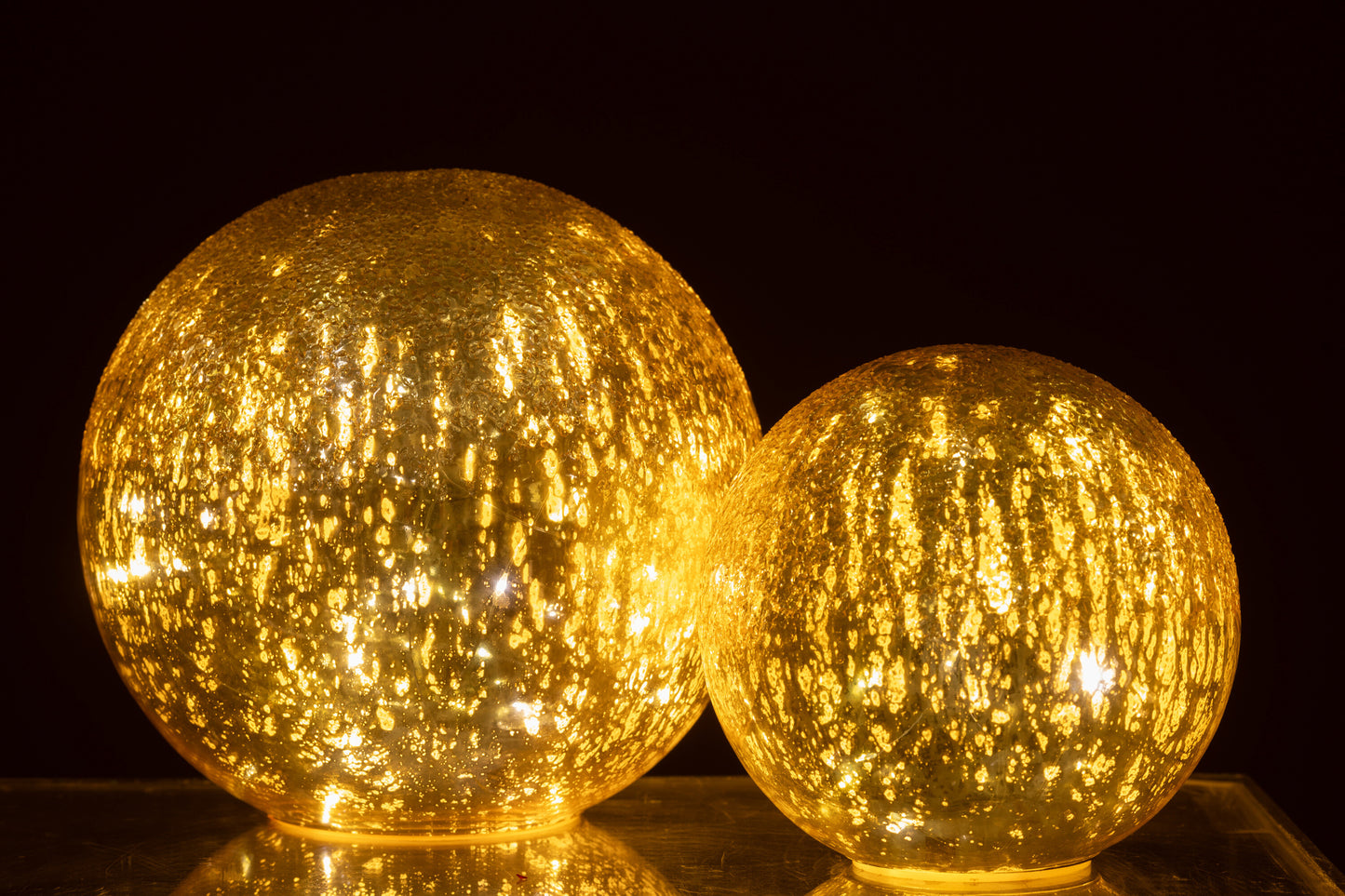 Bal Led Gekraakt Glas Goudkleurig Large