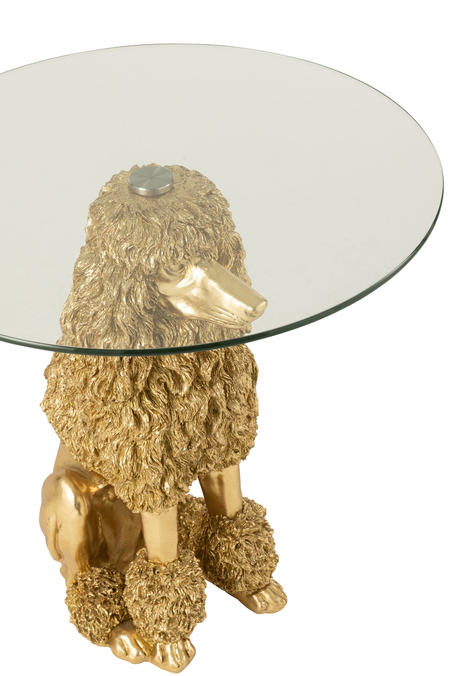 Bijzettafel Poedel Rond Polyresin Goudkleurig