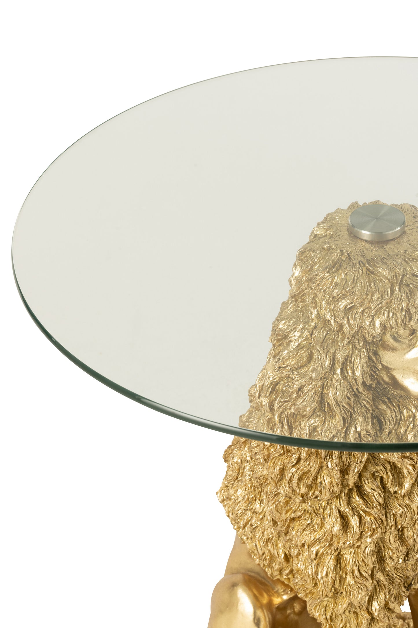 Bijzettafel Poedel Rond Polyresin Goudkleurig