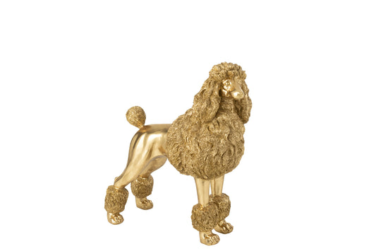 Poedel Staand Polyresin Goudkleurig Large