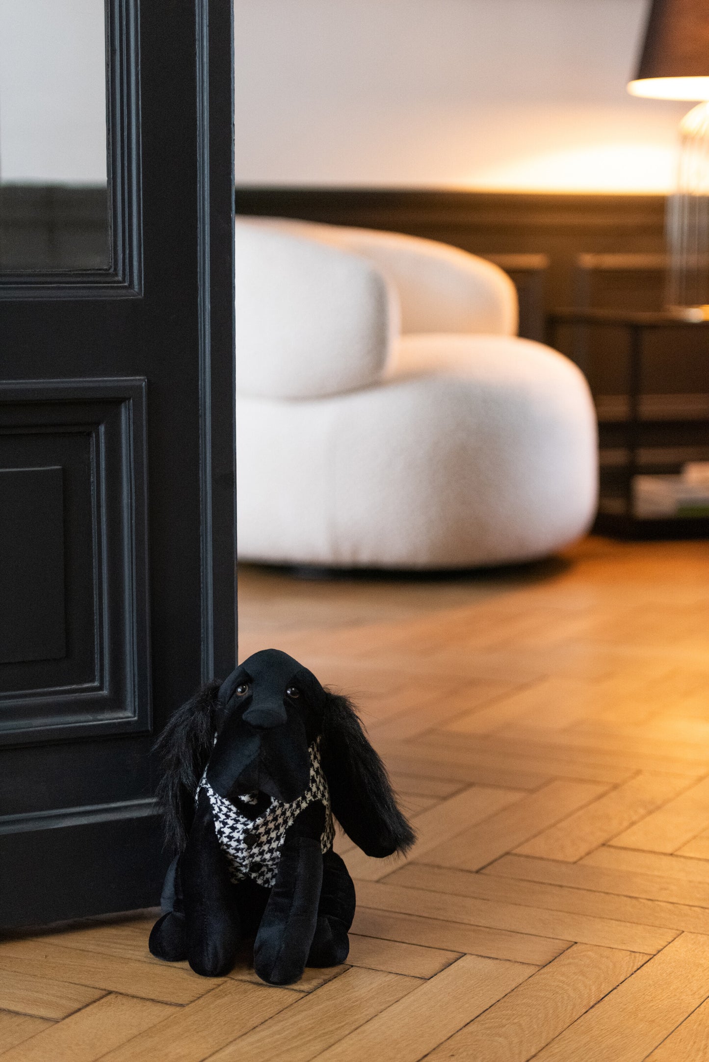 Deurstop Hond Pied-De-Poule Zwart/Wit