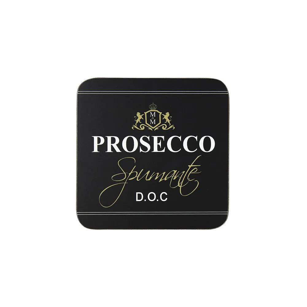 Onderzetter wijn prosecco zwart 6 stuks